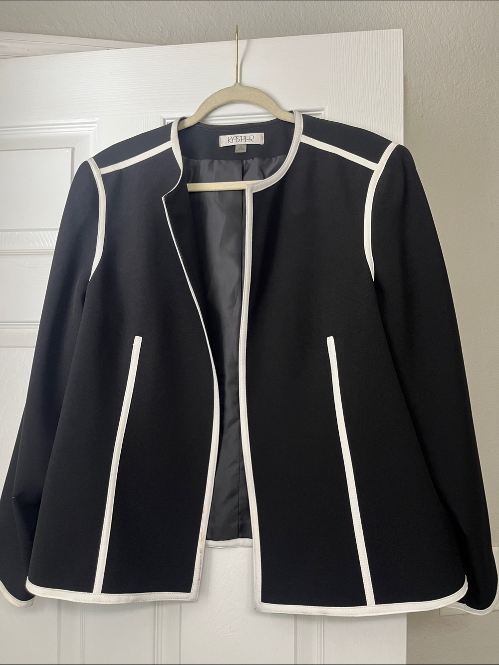 Kasper Black Jacket with White Piping